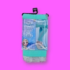 Disney Princess Frozen Elsa Footless Tights  Turquoise Silver Child Small